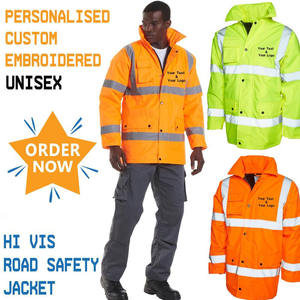 Veste coupe-vent réfléchissante respirante personnalisée, vêtements de travail haute visibilité imperméables avec poches - Product Image 1