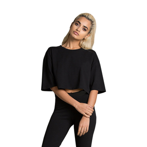 Top Corto Holgado para Mujer |   Camiseta Holgada de Manga Corta |   Top Casual de Verano en Mezcla de Algodón - Product Image 3