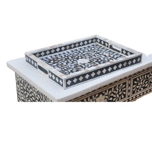 Élégant plateau de service en bois nacré fait à la main pour les paniers de luxe du Ramadan, la décoration intérieure du Golfe et les accessoires de cuisine - Product Image 4