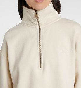 Sweat-shirt demi-zip crème pour femme en molleton épais de qualité supérieure, haut décontracté pour le sport et la détente - Product Image 6