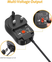 Adaptateur secteur universel 45W 5V 6V 7.5V 9V 12V 13.5V 15V avec 10 embouts pour appareils électroniques domestiques, caméra CCTV, tablette, lumière LED