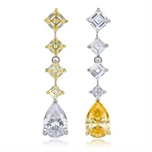 Fantaisie À La Mode 925 Argent 5A Exquis Faux jaune Diamant CZ déclaration cocktail boucle d'oreille - Product Image 1