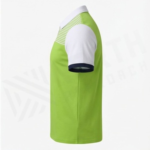 Polo de Hombre Verde y Blanco con Bloques de Color, Manga Corta, Cierre de Cremallera, Tejido de Punto, Secado Rápido, para Golf, Corte Regular - Product Image 3