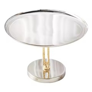 Luxury 2 Tier Gold Metal Beaded Rim <b>Cake</b> <b>Stand</b> <b>White</b> Enamel Round Platters Top Ring Handle High Tea <b>Cake</b> <b>Stand</b> For Wedding - Product Image 2