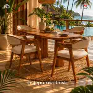 Syailendra Premium Cozy Upholstered Teak Wood Cushioned <b>Dining</b> <b>Chair</b> Armchair for Fine <b>Dining</b> Bistro Resort Jepara Indonesia - Product Image 6