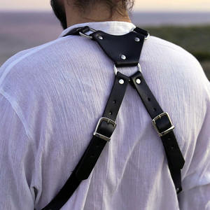 Camping Hiking <b>Backpack</b> Unisex Leather Harness Shoulder Holster Bag Business Organizer Offering Secure Carrying Two Side Pockets - Product Image 2
