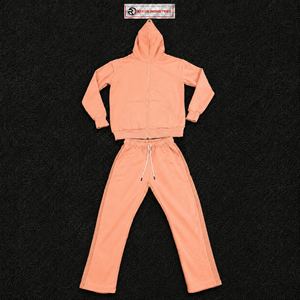 Premium Peach Tracksuit Men <b>Full</b> <b>Zip</b> <b>Hoodie</b> Jogger Pants Matching Set Oversized Casual Streetwear Athletic Sportswear Gym Fit - Product Image 5