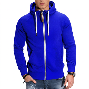 Sweat-shirt à capuche zippé pour homme, couleur unie, décontracté, respirant, en polyester tricoté, coupe classique, automne - Product Image 2