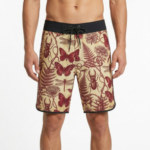 Shorts de bain imprimés pour hommes, taille mi-haute, avec cordon de serrage, séchage rapide, décontractés, motif bermuda - Product Image 2