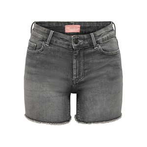 Shorts de Mezclilla de Cintura Alta para Mujer, Estilo Casual, Corte Recto, para Verano, Color Sólido, Cierre de Botones, Tela de Algodón - Product Image 1
