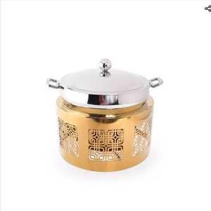 Charmant chauffe-plat en acier inoxydable avec couvercle doré rose avec chauffe-plat parfait pour le service de style buffet et le réchauffement des aliments - Product Image 6