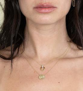 Collier Médaille Diamant Rayon de Soleil en Or Massif 14K 18K avec Pendentif Cercle Diamant de Laboratoire et Fermoir Mousqueton, Chaîne de 18 Pouces pour Superposition - Product Image 5