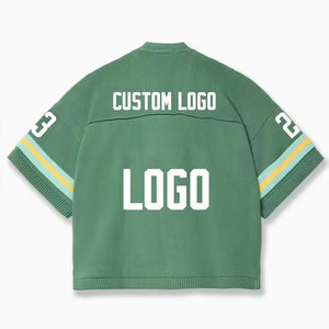 เสื้อสเวตเตอร์คอวีถักลายแจ็คการ์ดแขนสั้นสำหรับผู้ชาย พิมพ์โลโก้ได้ ระบายอากาศได้ดี ไม่เป็นขุย เหมาะสำหรับใส่ในฤดูร้อน - Product Image 4
