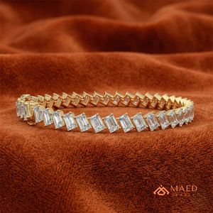 Pulsera de tenis de moissanita chapada en oro de 18 quilates, pulsera de cadena fina, joyería de moda para mujer, estilo elegante moderno de Nueva York - Product Image 3