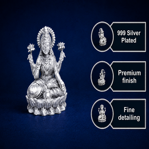 <b>Ornamental</b> Silver Plated Goddess Lakshmi Showpiece Decorative Metal Idol for Home Office Temple Interior and Sacred Display - Product Image 3