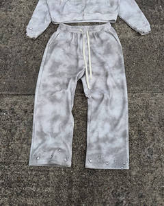 Conjunto de Sudadera con Cordón y Pedrería, Estilo Lavado Ácido, para Hombre - Product Image 3
