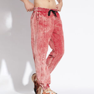 Pantalon de survêtement personnalisé en molleton délavé à l'acide, style jogger, en French Terry, effet soleil délavé, imprimé vintage, usé, pour homme, OEM - Product Image 4