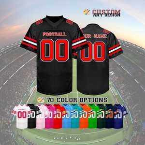 เสื้อเจอร์ซีย์อเมริกันฟุตบอลแบบสั่งทำพิเศษ OEM แห้งเร็ว ยูนิเซ็กส์ โลโก้วินเทจ แขนสั้น น้ำหนักเบา โพลีเอสเตอร์ ทรงโอเวอร์ไซส์ สปอร์ต - Product Image 1