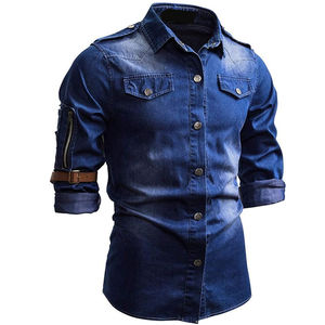 Veste en jean marine pour homme style 2026, chemise en jean décontractée et tendance, fabriquée au Pakistan - Product Image 6