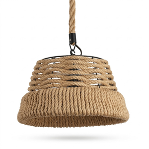 Handwoven <b>Rope</b> Pendant Lamp Shade 13x13x9 Inch Boho Ceiling <b>Light</b> Cover Rustic Natural Fiber Hanging Wedding Housewarming - Product Image 1