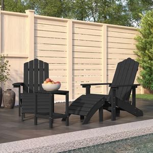 Sedie Patio HDPE antracite Adirondack con poggiapiedi e tavolo mobili da esterno - Product Image 1