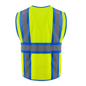 Gilet de sécurité haute visibilité pour hommes, maille réfléchissante respirante, fermeture éclair, rayures jaunes, poches, vêtements de sécurité légers - Product Image 4