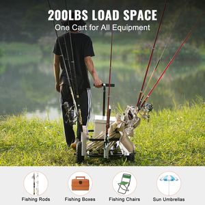 Carrello da Pesca da Spiaggia con Capacità di Carico di 90 kg, Ruote Grandi da 11 Pollici, Pneumatici in Gomma Rinforzata per Sabbia, Pesca Marina e Campeggio - Product Image 4