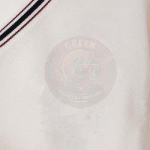 Cárdigan de punto blanco para hombre y mujer, estilo fraternidad griega, manga larga, color sólido, cierre de botones, ribete en contraste, suéter para hombre - Product Image 5