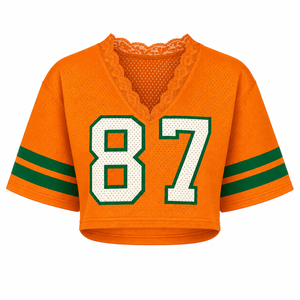 Vente en gros de hauts de jersey à col en V avec dentelle de l'université FAMU (Florida A&M University) HBCU |   T-shirt streetwear style universitaire - Product Image 5