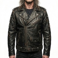 Veste de motard en cuir véritable pour homme avec motif de dragon en relief, col rabattu, coupe classique, style automne