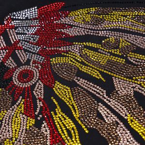 ขายส่งผ้าฝ้าย100%ที่กําหนดเองฤดูร้อนโอนrhinestoneหลากสีขนาดใหญ่ชุดที่เย็บกว่ากะโหลกวินเทจhotfixวินเทจ - Product Image 6