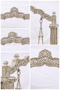 Berceau pour bébé en teck poli argenté, design royal, fait main, style vintage, détachable, personnalisable, pour cérémonie de baptême - Product Image 5