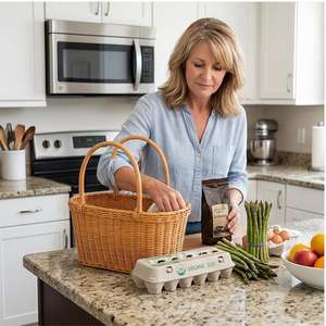 <b>Storage</b> <b>Basket</b> for Gathering Flowers Fruits <b>Vegetables</b> Food Large Traditional Woven Rattan <b>Basket</b> with Handles Circle Shape - Product Image 6