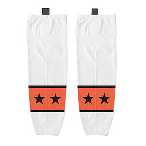 <b>White</b> Crew Ice Hockey <b>Socks</b> Standard Compression Breathable Knitted Color Block Summer Cuff Logo for Adults Football Running - Product Image 2