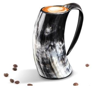 2026 Top Selling Eco-friendly Ox Horn Handicraft Beer Mugs with Polished Interior Full Animal Style Customizable Gift - Product Image 1