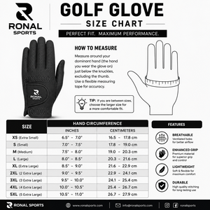 Guante de Golf de Cuero Genuino Ronal Sports, Mano Derecha, Antideslizante, Cierre de Velcro, Unisex, Negro, Calidad Premium en Oferta - Product Image 3