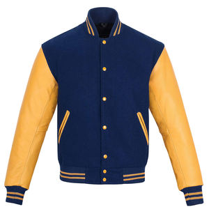 Jaket Varsity Musim Dingin Pria Berkualitas Tinggi Grosir, Jaket Baseball Pria Lengan Panjang dengan Cetak Kustom untuk Pakaian Kasual - Product Image 1