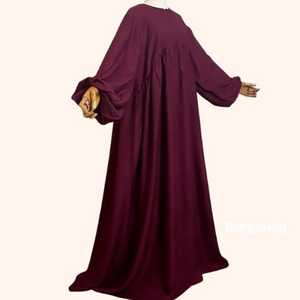Abaya islamique ODM pour femme, ouverte sur le devant, personnalisée, broderie perlée sans couture, lin et polyester, longueur ras du sol, coupe ajustée, printemps - Product Image 1