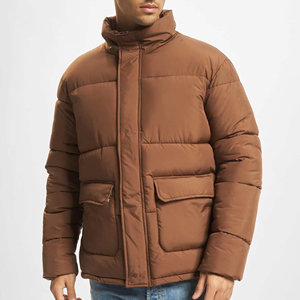 New Wholesale Custom Logo Plain up Collar Black Zipper Puffer Men's <b>Jacket</b> Winter Outdoor <b>Jacket</b> Extreme <b>Warm</b> In Winter - Product Image 1