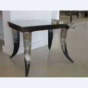 Mesa Auxiliar Redonda de Cuerno de Búfalo Pulido, Decoración para el Hogar con Temática Animal, Artesanía Natural - Product Image 6