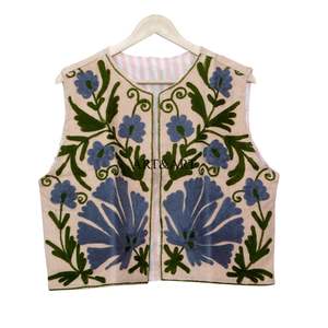 Chaleco estilo vintage para mujer con estampado floral, cuello redondo, tela Cotrise, informal, para todas las estaciones, sin mangas. - Product Image 4