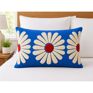 Premium Cotton Slub Textured <b>Cushion</b> <b>Cover</b> | Hand Embroidered Floral Throw Pillow <b>Cover</b> - Product Image 1