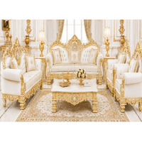 Juego de Sofás de Salón de Estilo Rococó, 5 Plazas, Madera de Teca, Estilo Europeo, de Alta Gama, Ajustables, Impresionantes, Exportaciones DST