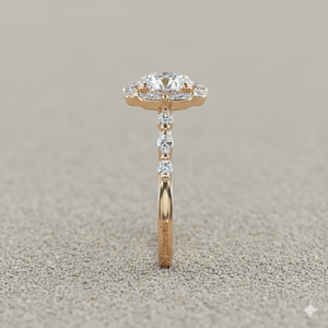 แหวนหมั้นเพชรทรงมาร์คีส์แบบหัวแหวนประดับเพชร - Product Image 2