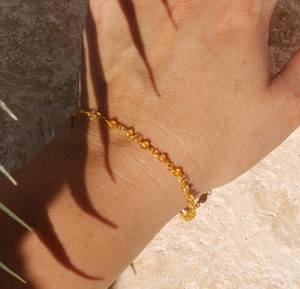 Raw Citrine Beaded <b>Bracelet</b> 925 Sterling Silver 14K Gold Plated Natural <b>Gemstone</b> <b>Bracelet</b> Handmade Jewelry Gift For Women - Product Image 3
