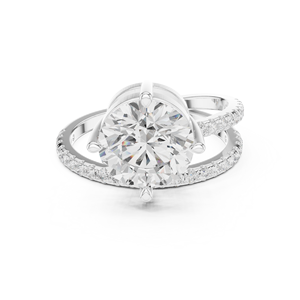 Bague de fiançailles Aries Jewel 3 carats en or 14K avec diamant de laboratoire taille ronde à tige fendue, rapport IGI VS1 E, pour anniversaire et mariage - Product Image 6