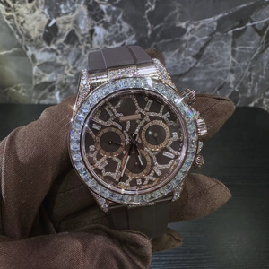 Reloj de Lujo con Diamantes Moissanite, Cronógrafo, Esfera Esqueletizada, Bisel Baguette, Estilo Hip Hop, Personalizado para Hombre - Product Image 1