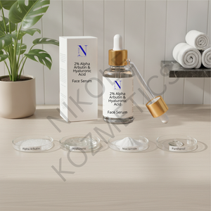 Suero Facial Ligero de 30 ml con 2% de Alfa Arbutina y Ácido Hialurónico para Iluminar, Hidratar, Cuidar las Manchas Oscuras y el Tono de Piel, Marca Privada - Product Image 2