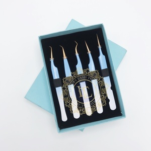 Pince à épiler pour extensions de cils en acier inoxydable de qualité supérieure, avec revêtement en poudre or rose ombré, pointe fine, manche lisse et durable - Product Image 5