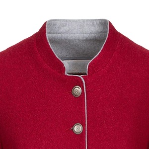 เสื้อเชิ้ตแขนยาวทรงเข้ารูป สีพื้น ผ้าขนสัตว์สีแดง ปกจีน ปักลาย ซับในผ้าไหม ติดกระดุมแถวเดียว สไตล์ลำลองสำหรับฤดูหนาว - Product Image 5